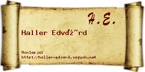 Haller Edvárd névjegykártya
